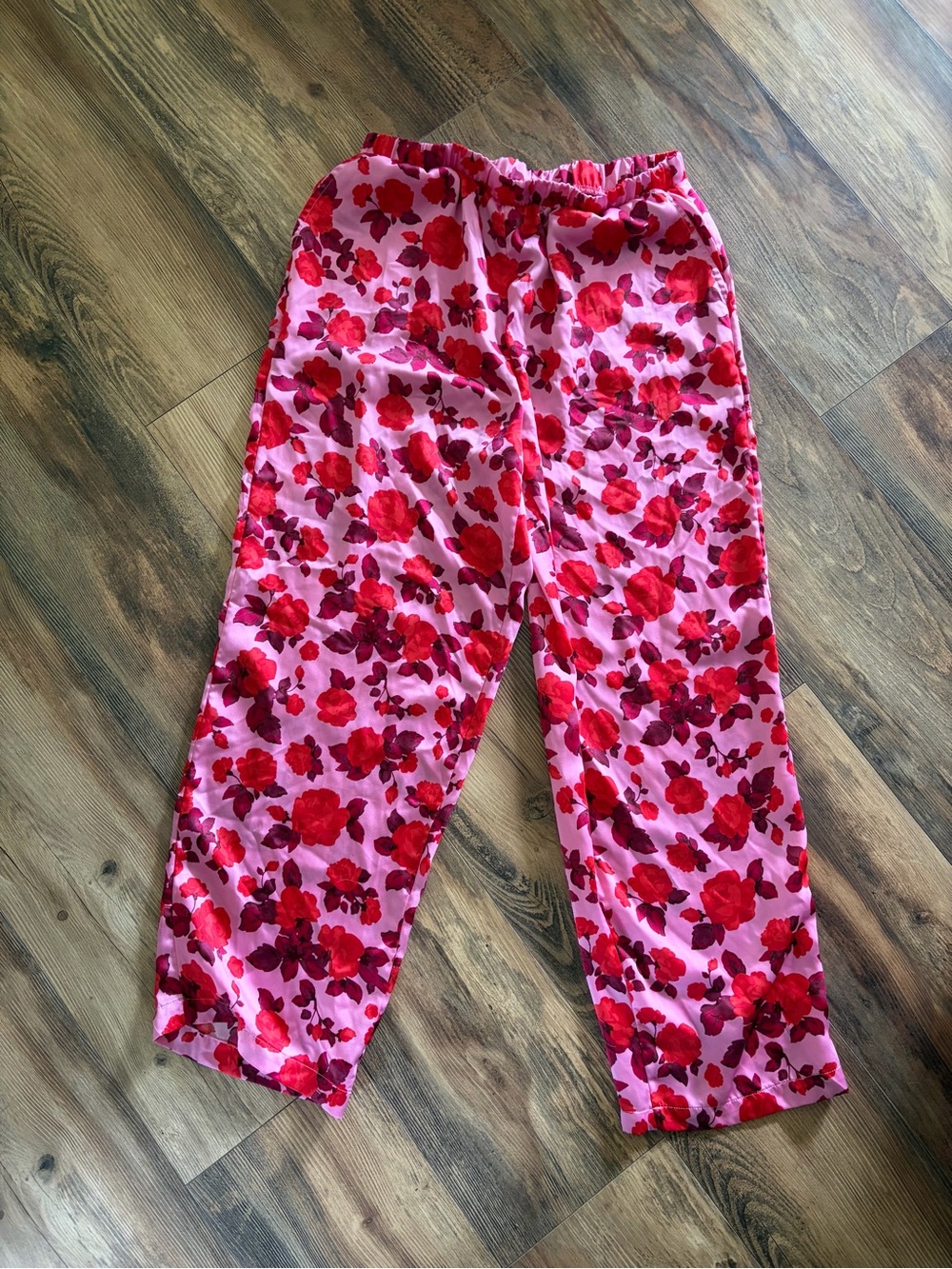 LOFT Pink and Red Floral Pajama Pants